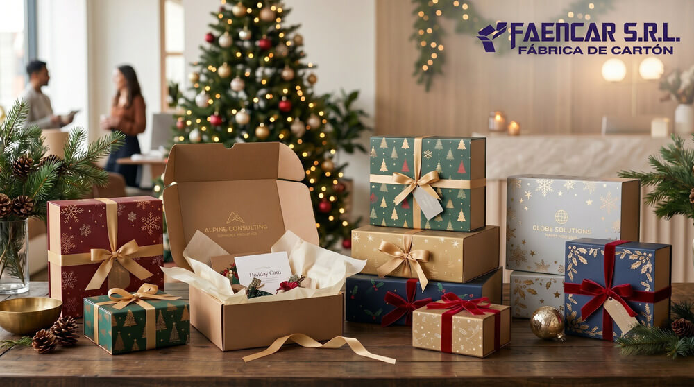 ¿Por qué usar cajas de cartón navideñas para regalos empresariales?